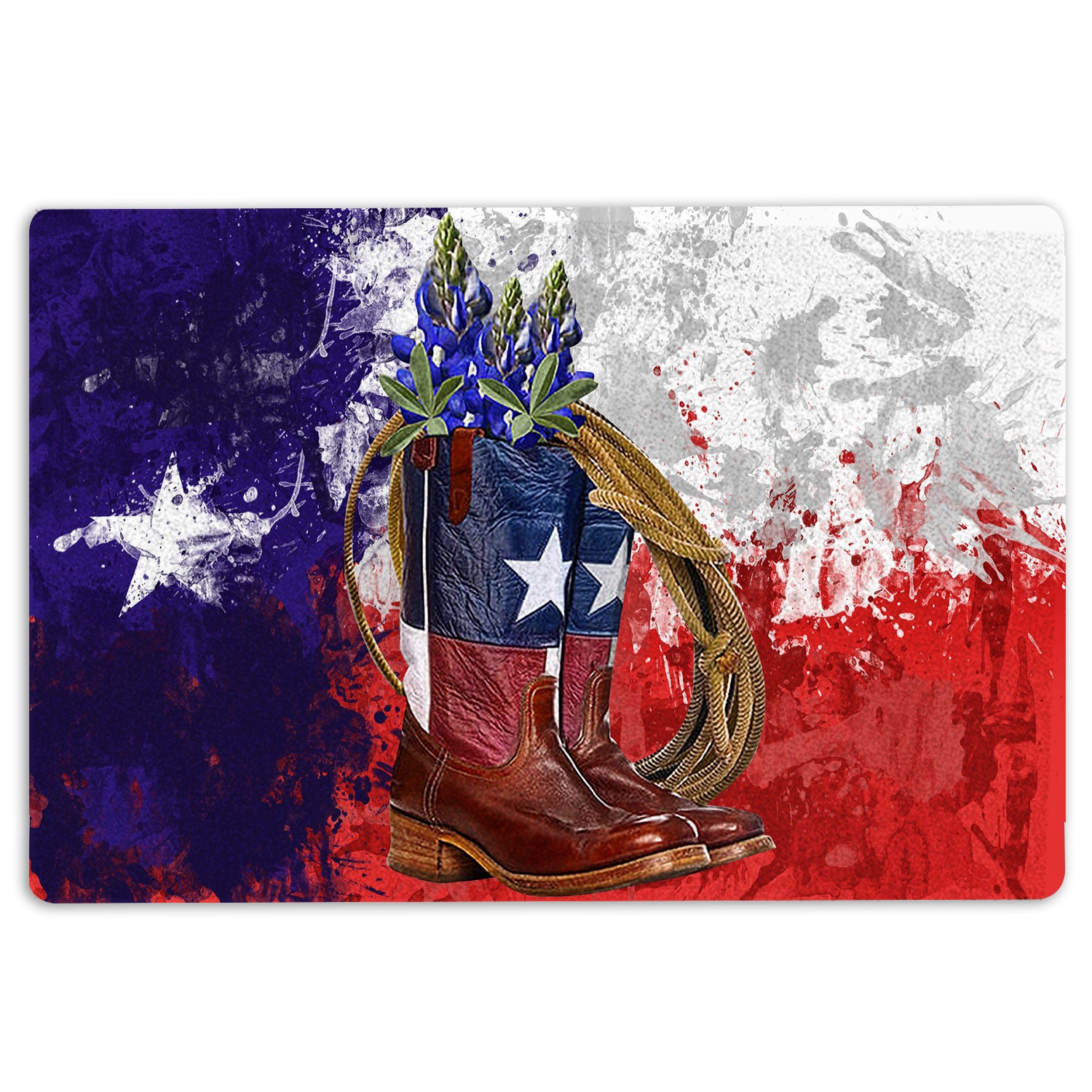 Ohaprints-Doormat-Outdoor-Indoor-Texas-Flag-Cowboy-Boots-Welcome-Home-Bluebonnet-Wild-West-Rubber-Door-Mat-1528-18'' x 30''