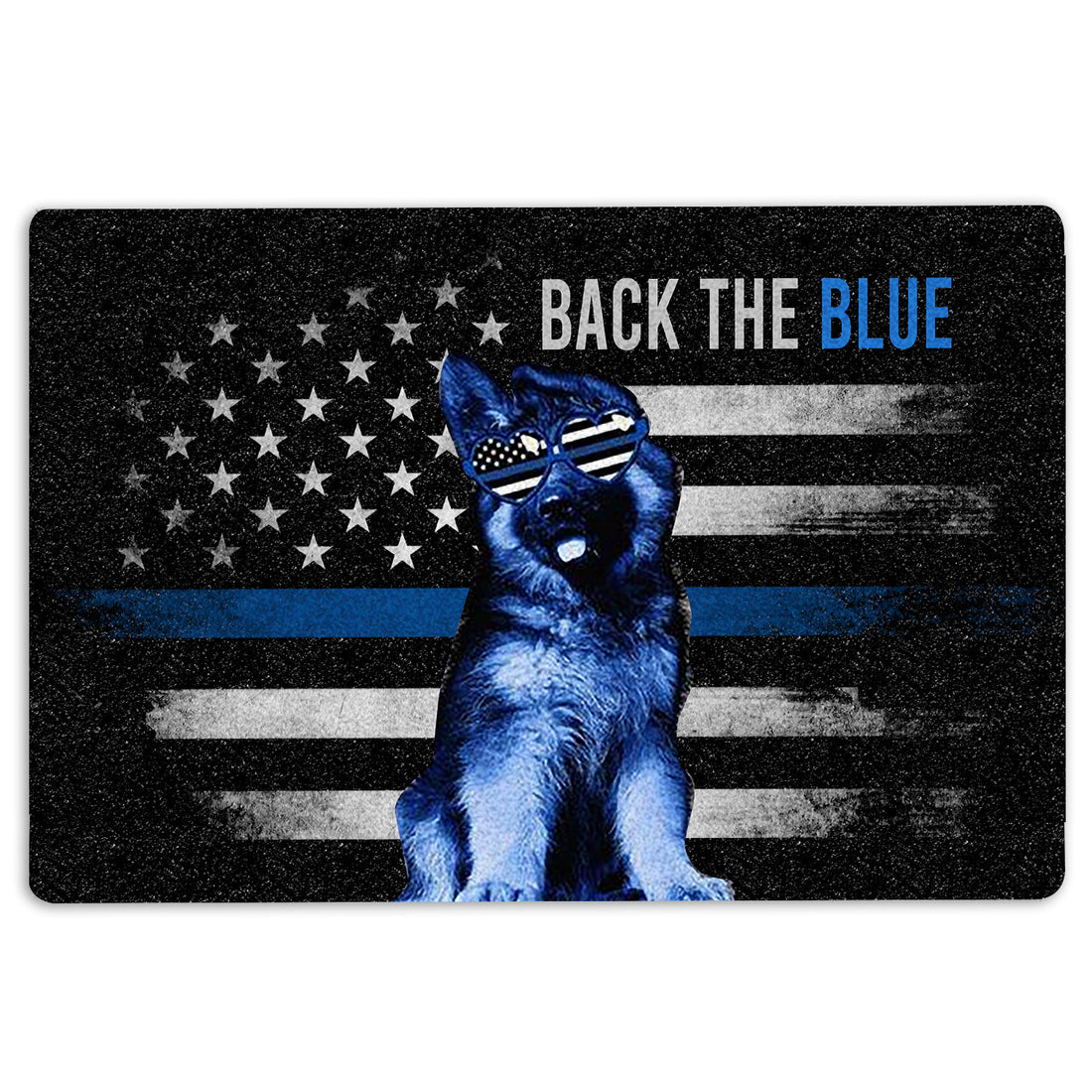 Ohaprints-Doormat-Outdoor-Indoor-Police-Thin-Blue-Line-German-Shepherd-Back-The-Blue-Us-Flag-Rubber-Door-Mat-1529-18'' x 30''