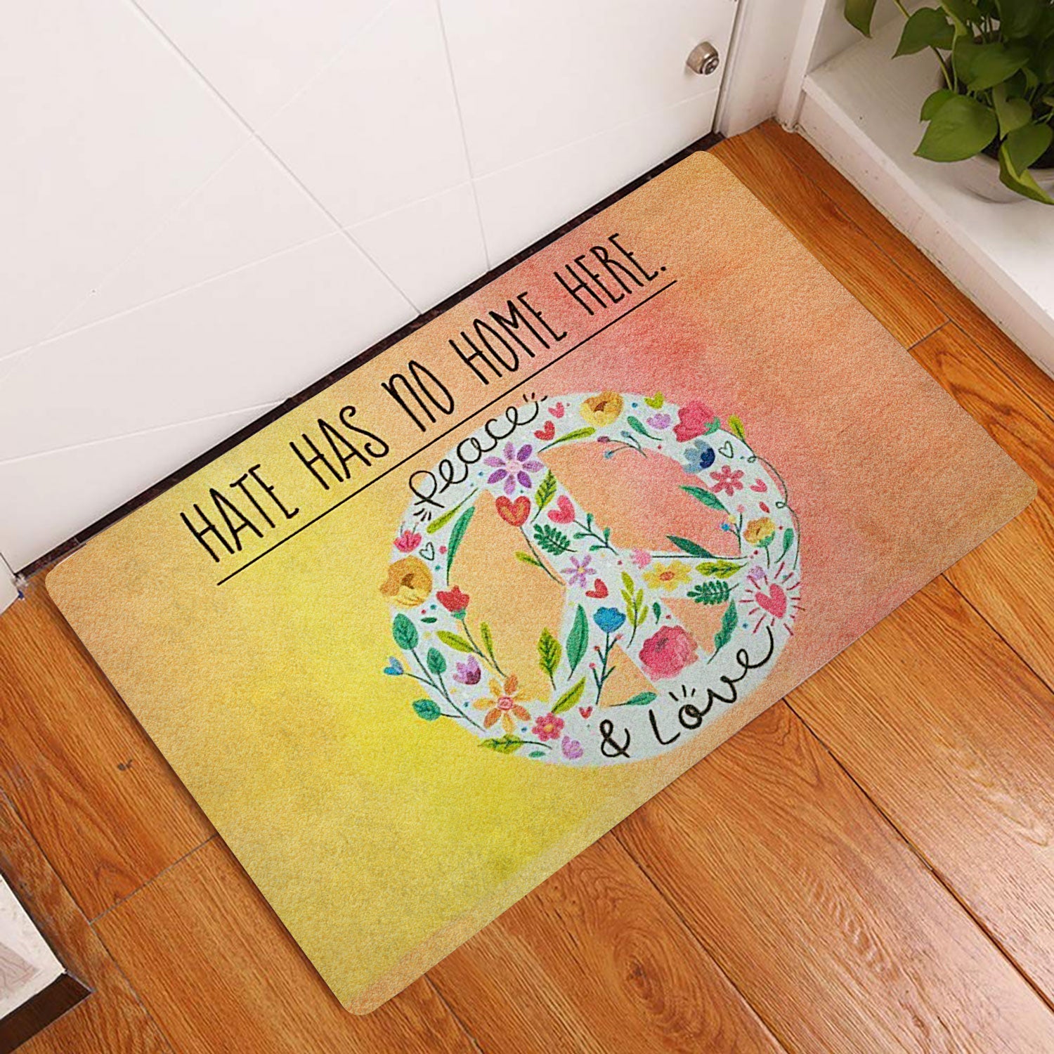 Ohaprints-Doormat-Outdoor-Indoor-Lgbt-Lgbtq-Hate-Has-No-Home-Here-Pride-Love-Is-Love-Peace-Sign-Rubber-Door-Mat-1532-