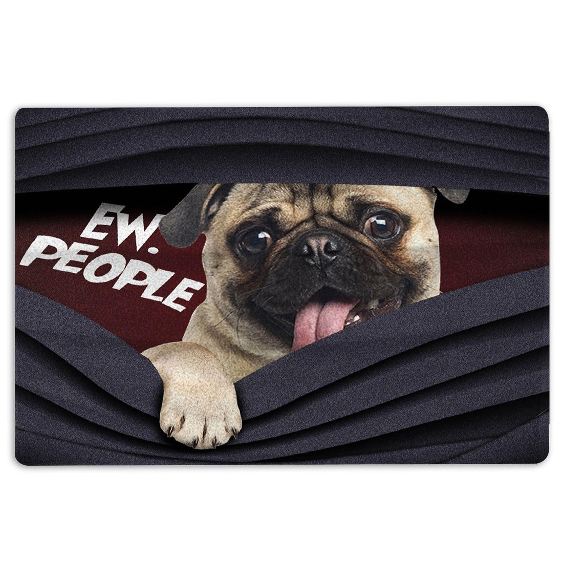 Ohaprints-Doormat-Outdoor-Indoor-Funny-Pug-Ew-People-Unique-Gift-For-Dog-Puppy-Pet-Lover-Black-Rubber-Door-Mat-1533-18'' x 30''