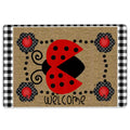 Ohaprints-Doormat-Outdoor-Indoor-Ladybugs-On-Leaves-Garden-Welcome-Happy-Spring-Brown-Rubber-Door-Mat-1537-18'' x 30''