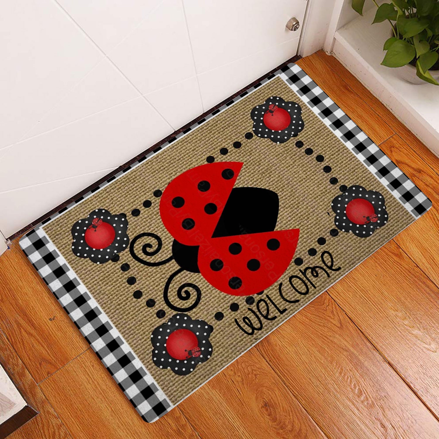 Ohaprints-Doormat-Outdoor-Indoor-Ladybugs-On-Leaves-Garden-Welcome-Happy-Spring-Brown-Rubber-Door-Mat-1537-