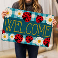 Ohaprints-Doormat-Outdoor-Indoor-Ladybugs-Daisy-Garden-Welcome-Happy-Spring-Black--White-Tartan-Rubber-Door-Mat-1539-