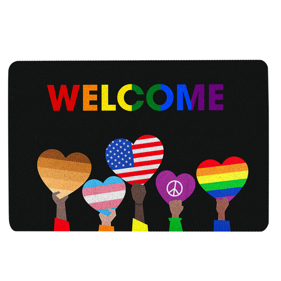 Ohaprints-Doormat-Outdoor-Indoor-Lgbt-Support-Lgbtq-Community-Pride-Love-Is-Love-Equality-Rainbow-Rubber-Door-Mat-1548-18'' x 30''