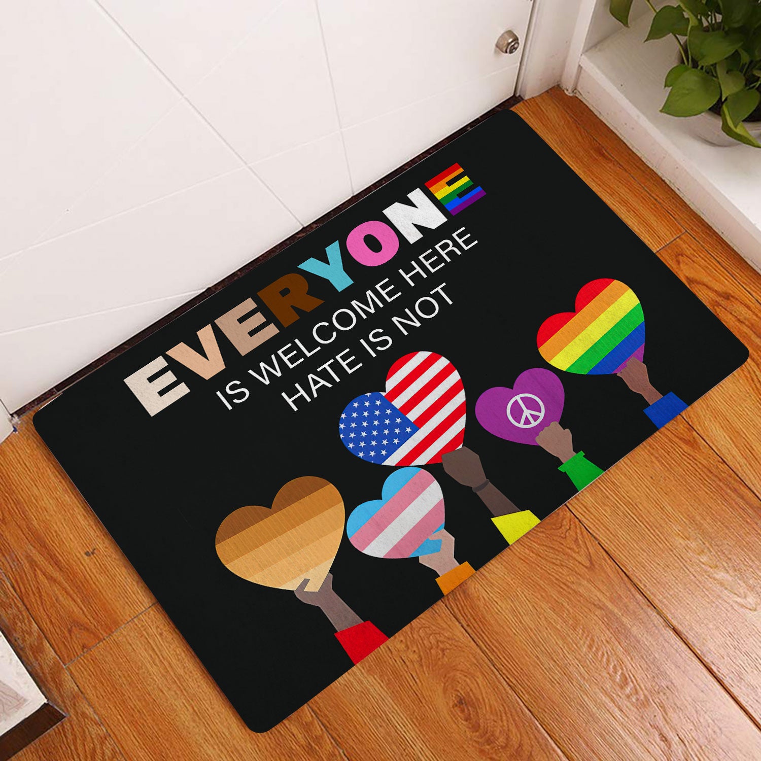 Ohaprints-Doormat-Outdoor-Indoor-Lgbt-Everyone-Is-Welcome-Here-Hate-Is-Not-Pride-Love-Is-Love-Rubber-Door-Mat-1550-