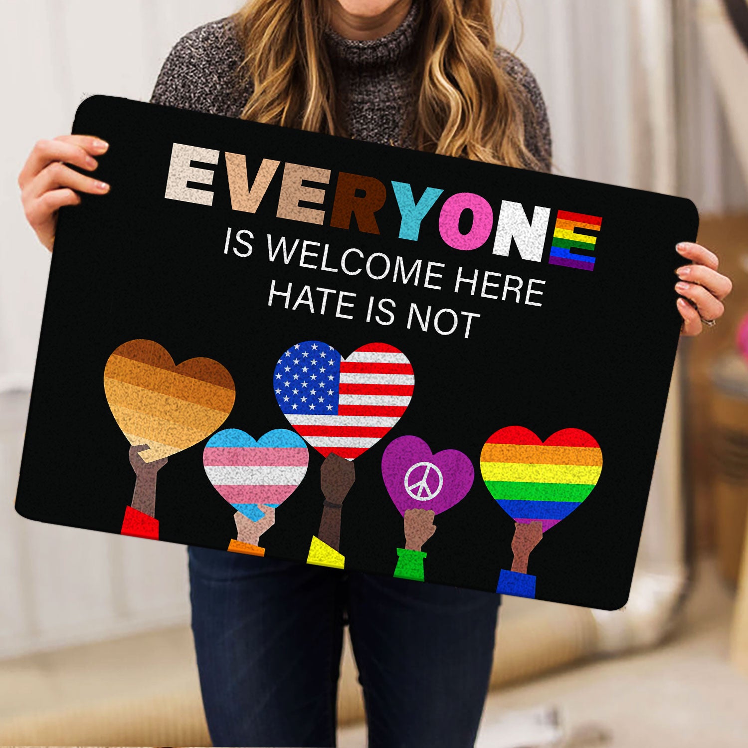 Ohaprints-Doormat-Outdoor-Indoor-Lgbt-Everyone-Is-Welcome-Here-Hate-Is-Not-Pride-Love-Is-Love-Rubber-Door-Mat-1550-