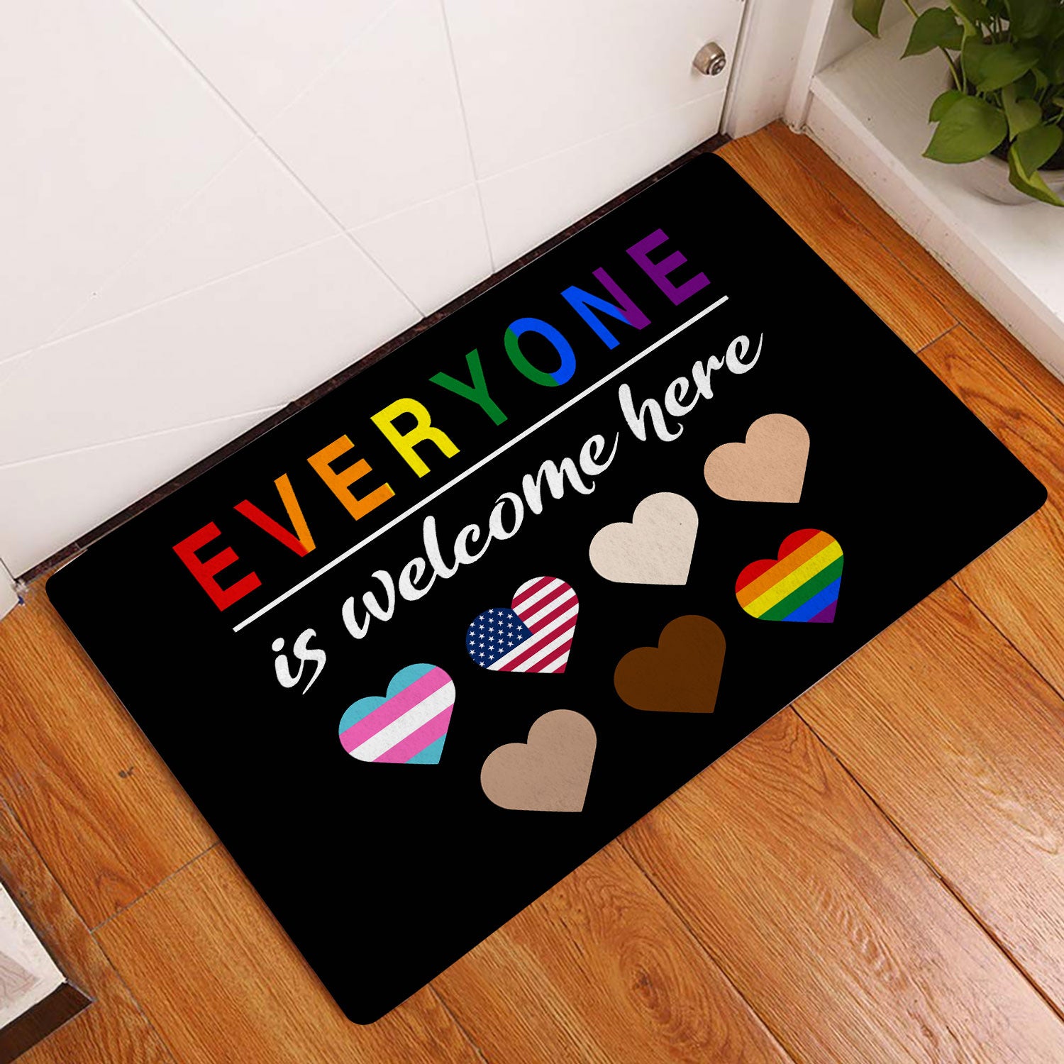 Ohaprints-Doormat-Outdoor-Indoor-Lgbtq-Lgbt-Everyone-Is-Welcome-Here-Pride-Love-Is-Love-Rainbow-Rubber-Door-Mat-1553-