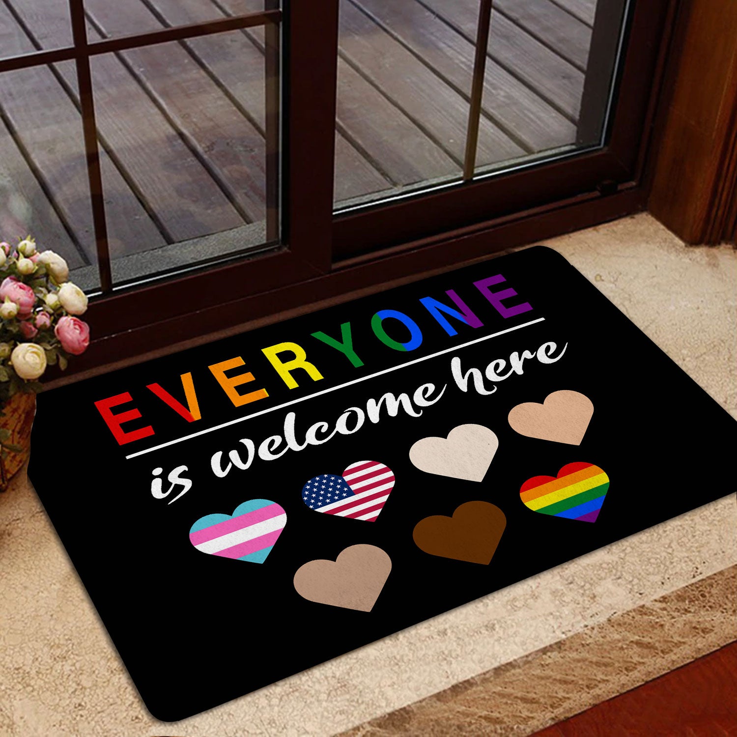 Ohaprints-Doormat-Outdoor-Indoor-Lgbtq-Lgbt-Everyone-Is-Welcome-Here-Pride-Love-Is-Love-Rainbow-Rubber-Door-Mat-1553-