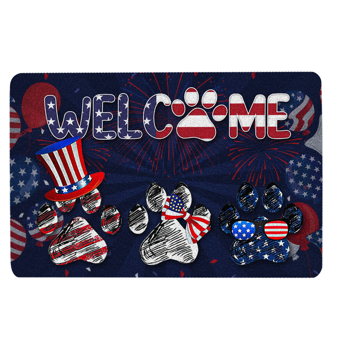 Ohaprints-Doormat-Outdoor-Indoor-Dog-God-Bless-America-Patriotic-4Th-Of-July-Independence-Day-Rubber-Door-Mat-1557-18'' x 30''