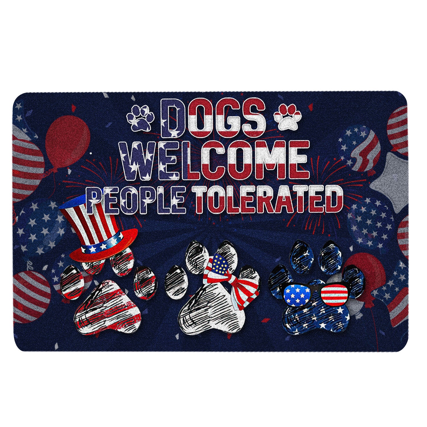 Ohaprints-Doormat-Outdoor-Indoor-Dogs-Welcome-People-Tolerated-America-Patriotic-4Th-Of-July-Rubber-Door-Mat-1558-18'' x 30''