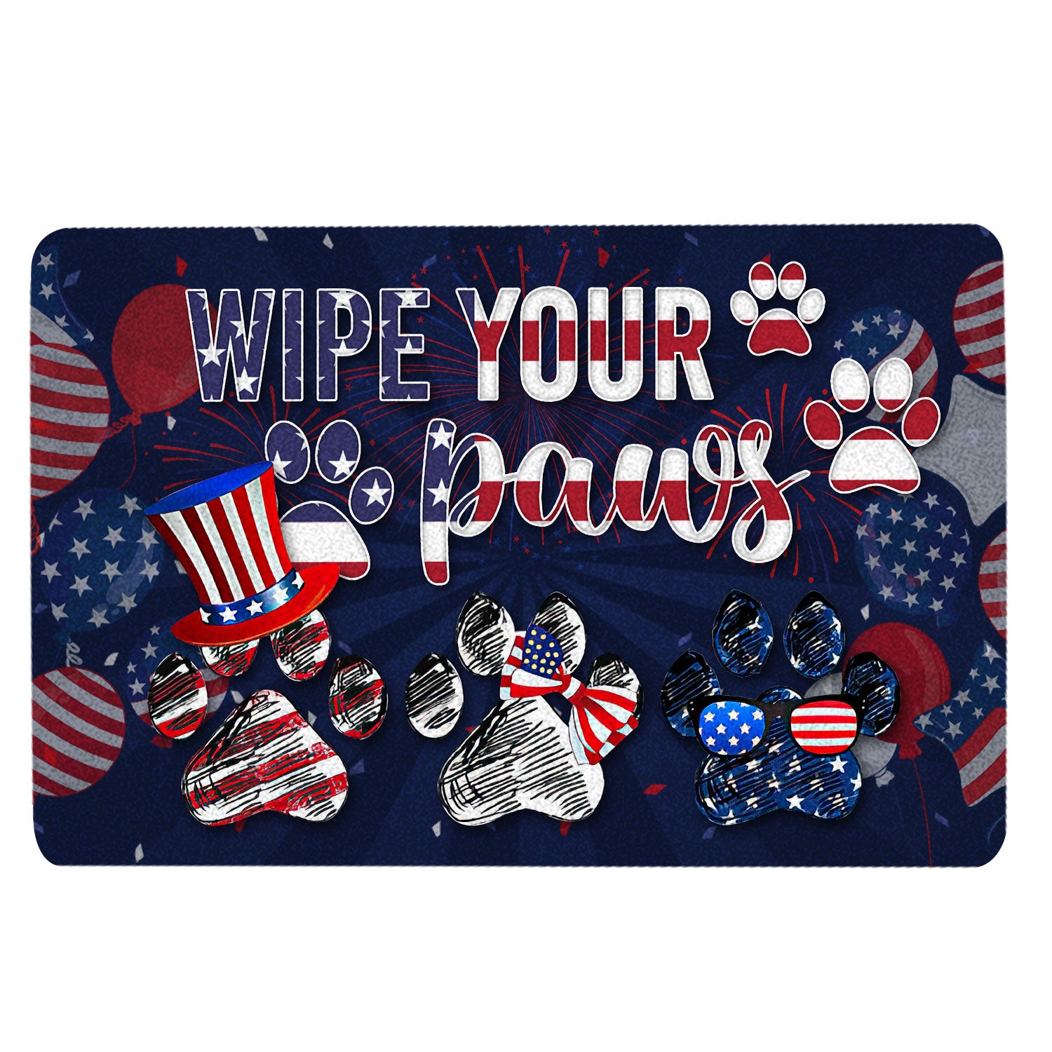 Ohaprints-Doormat-Outdoor-Indoor-Dogs-Wipe-Your-Paws-America-Patriotic-July-4Th-Independence-Day-Rubber-Door-Mat-1560-18'' x 30''