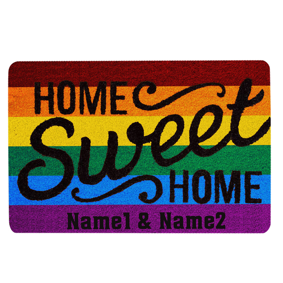 Ohaprints-Doormat-Outdoor-Indoor-Lgbt-Home-Sweet-Home-Pride-Love-Is-Love-Custom-Personalized-Name-Rubber-Door-Mat-1561-18'' x 30''