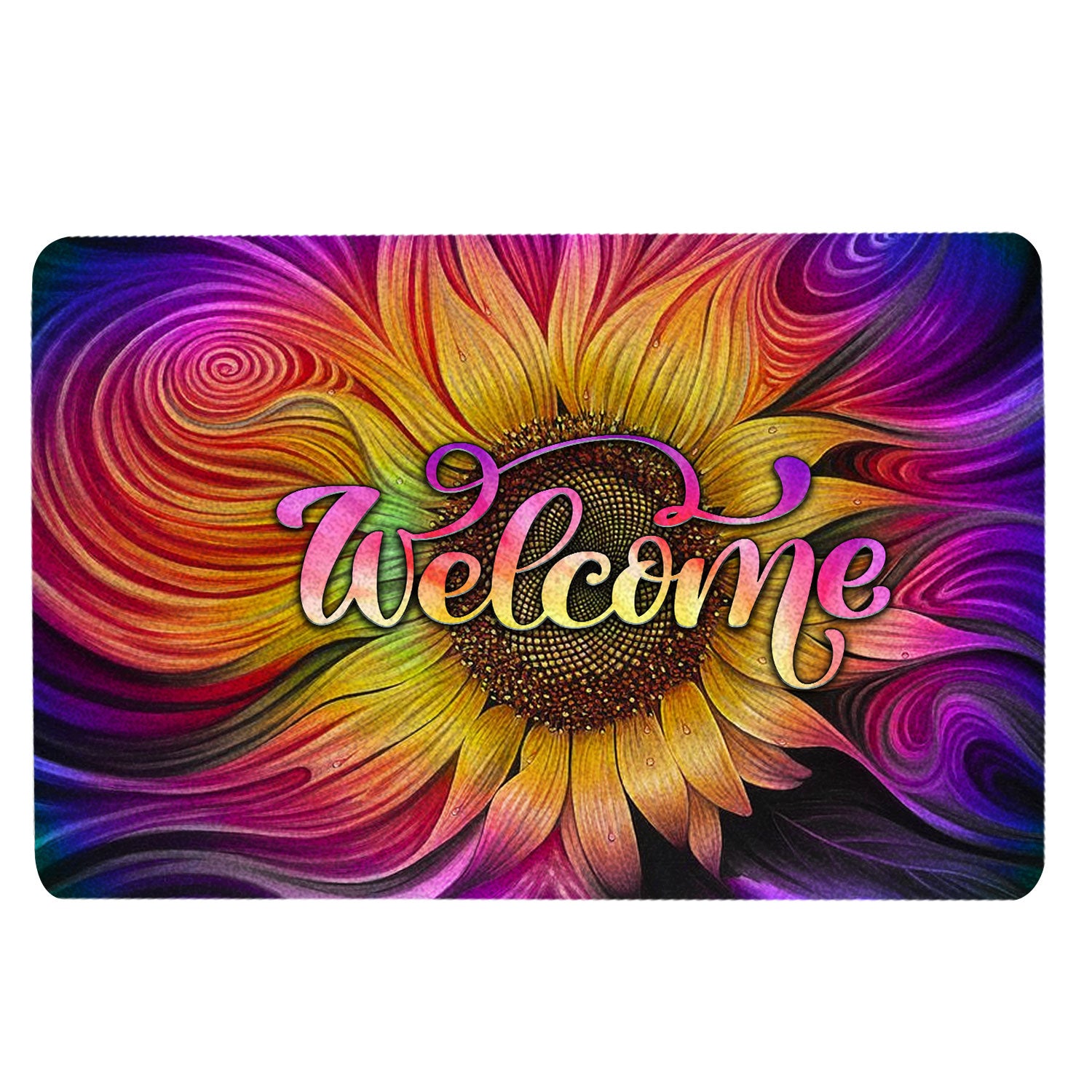 Ohaprints-Doormat-Outdoor-Indoor-Tie-Dye-Sunflower-Hippie-Unique-Housewarming-Gift-Idea-Rubber-Door-Mat-1562-18'' x 30''