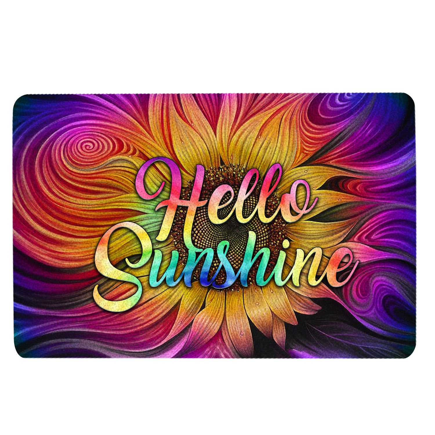 Ohaprints-Doormat-Outdoor-Indoor-Tie-Dye-Sunflower-Hippie-Hello-Housewarming-Gift-Rubber-Door-Mat-1564-18'' x 30''