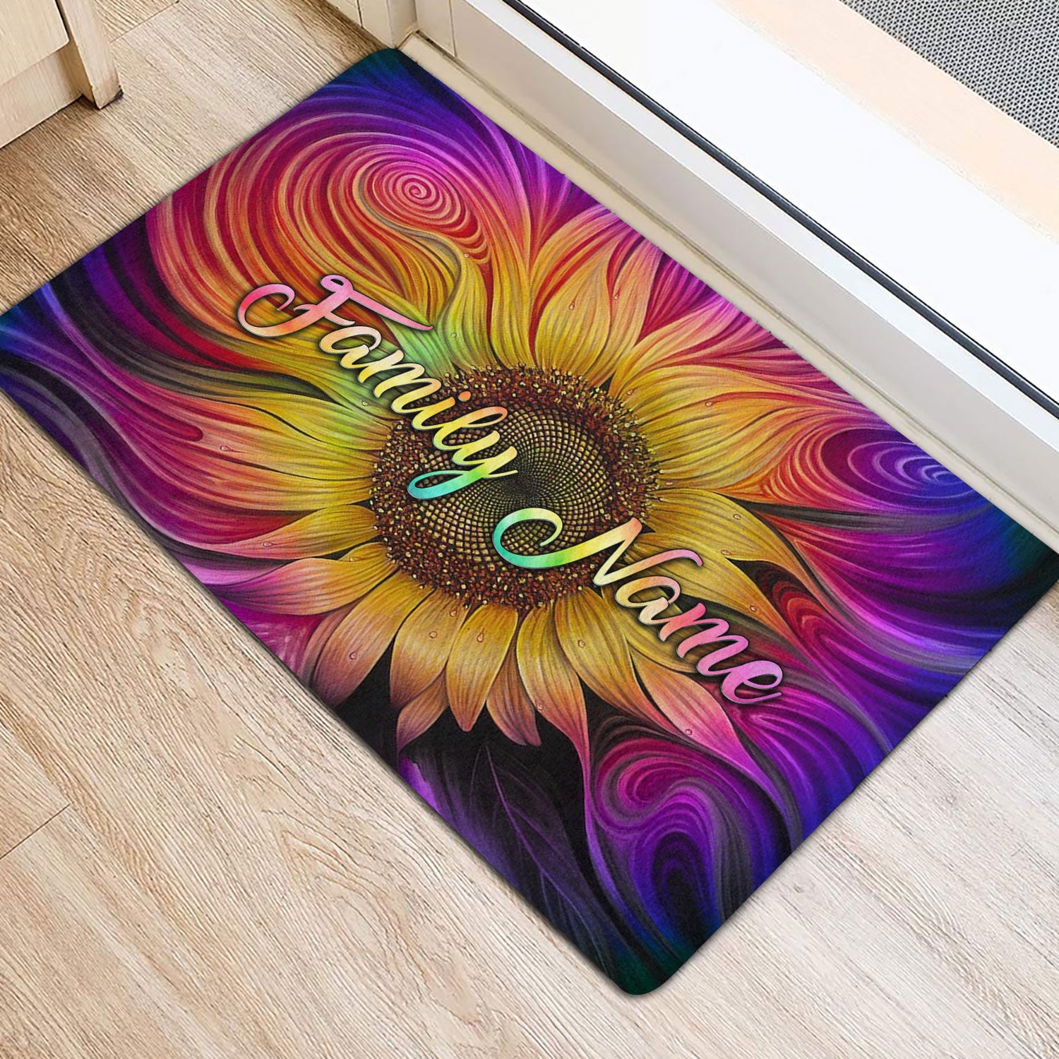 Ohaprints-Doormat-Outdoor-Indoor-Tie-Dye-Sunflower-Hippie-Gift-Custom-Personalized-Name-Rubber-Door-Mat-1565-