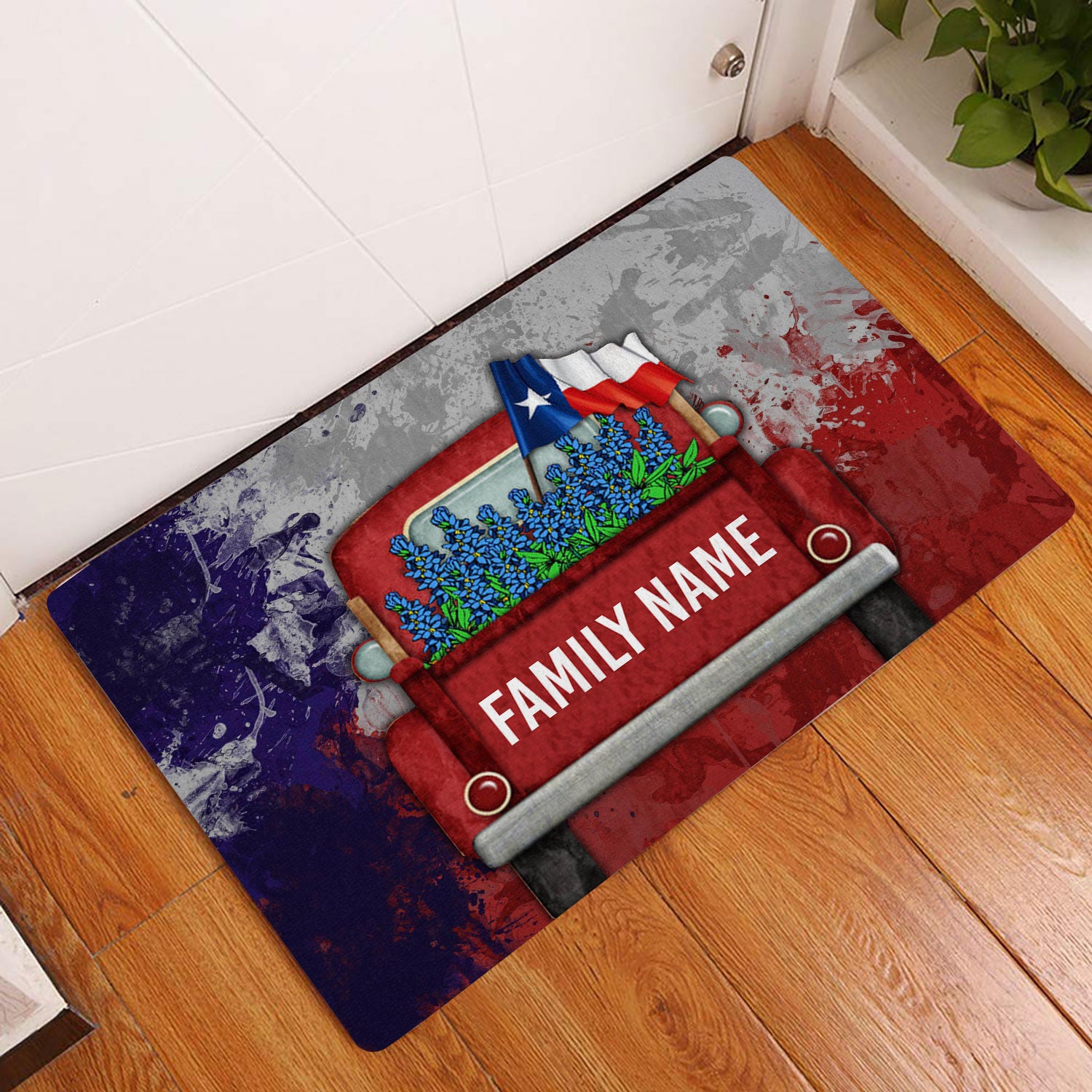 Ohaprints-Doormat-Outdoor-Indoor-Texas-Flag-Truck-Bluebonnet-Wild-West-Custom-Personalized-Name-Rubber-Door-Mat-1566-