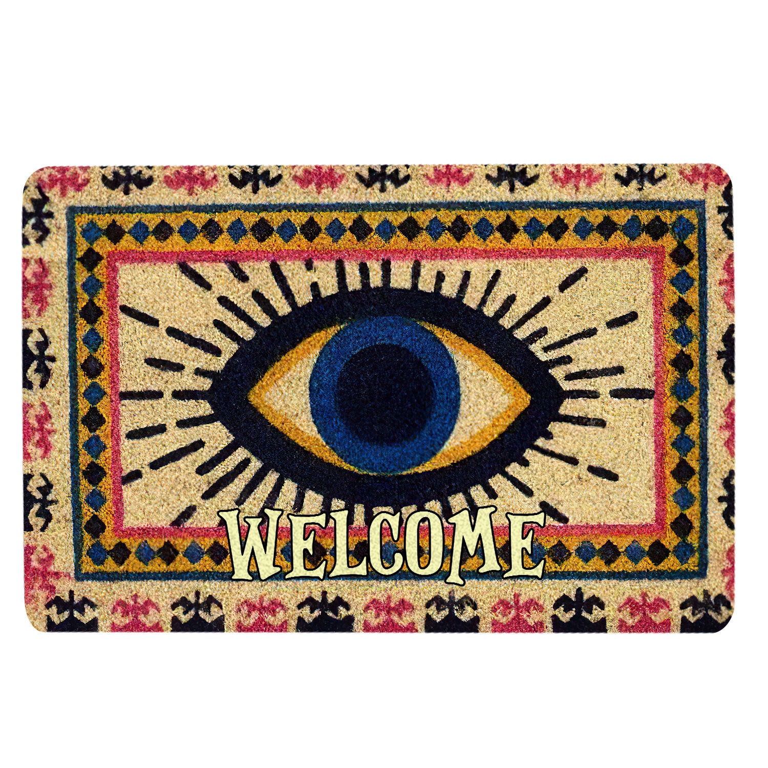 Ohaprints-Doormat-Outdoor-Indoor-Greek-Mati-Mataki-Evil-Turkish-Eye-Welcome-Housewarming-Gift-Rubber-Door-Mat-1568-18'' x 30''