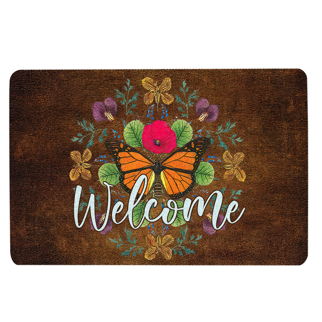 Ohaprints-Doormat-Outdoor-Indoor-Butterfly-In-The-Garden-Flower-Welcome-Home-Housewarming-Gift-Rubber-Door-Mat-1571-18'' x 30''