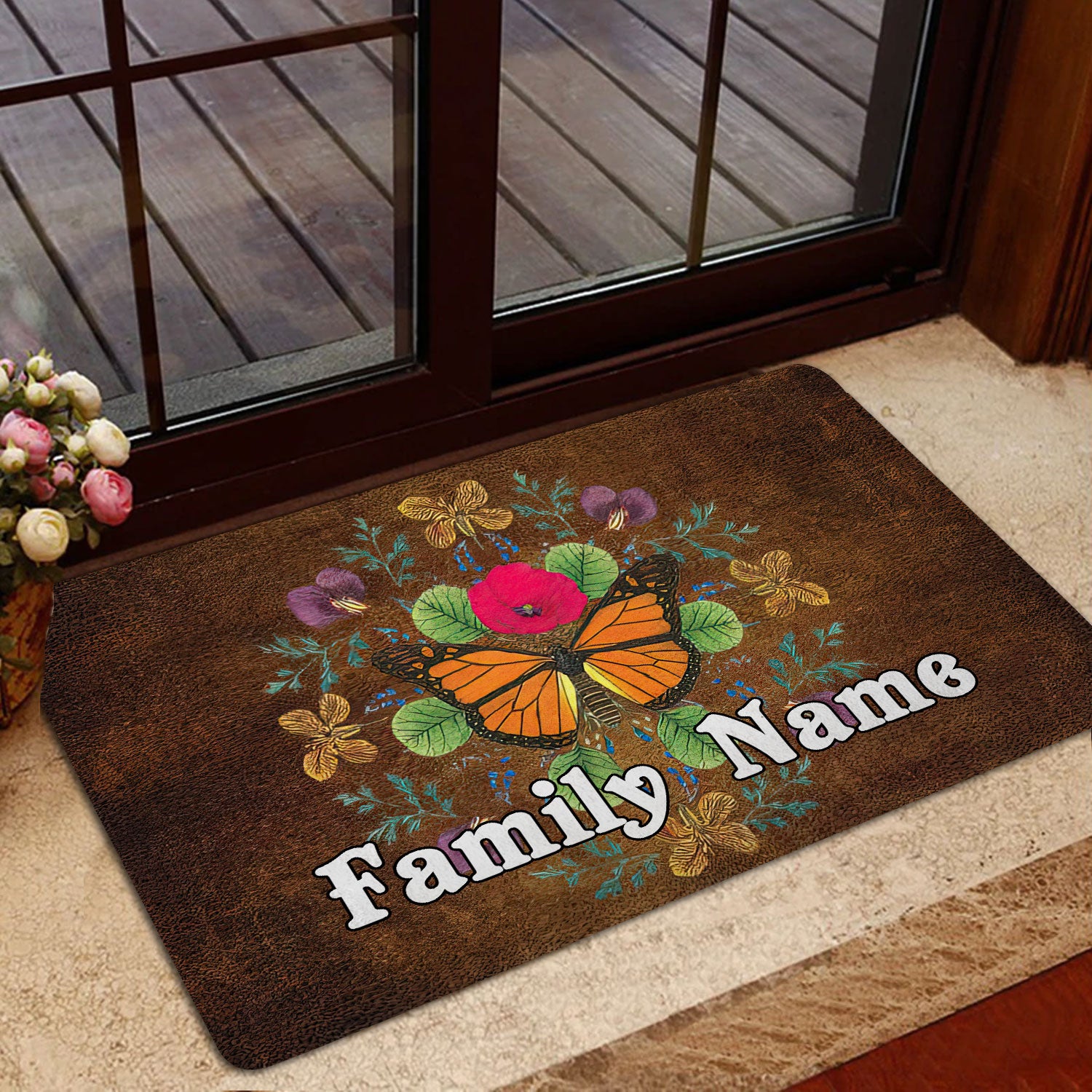 Ohaprints-Doormat-Outdoor-Indoor-Butterfly-Flower-Housewarming-Gift-Custom-Personalized-Name-Rubber-Door-Mat-1572-