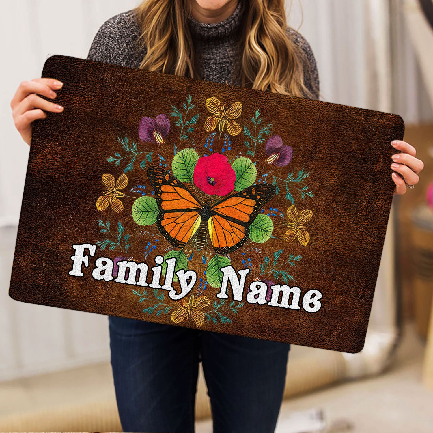 Ohaprints-Doormat-Outdoor-Indoor-Butterfly-Flower-Housewarming-Gift-Custom-Personalized-Name-Rubber-Door-Mat-1572-