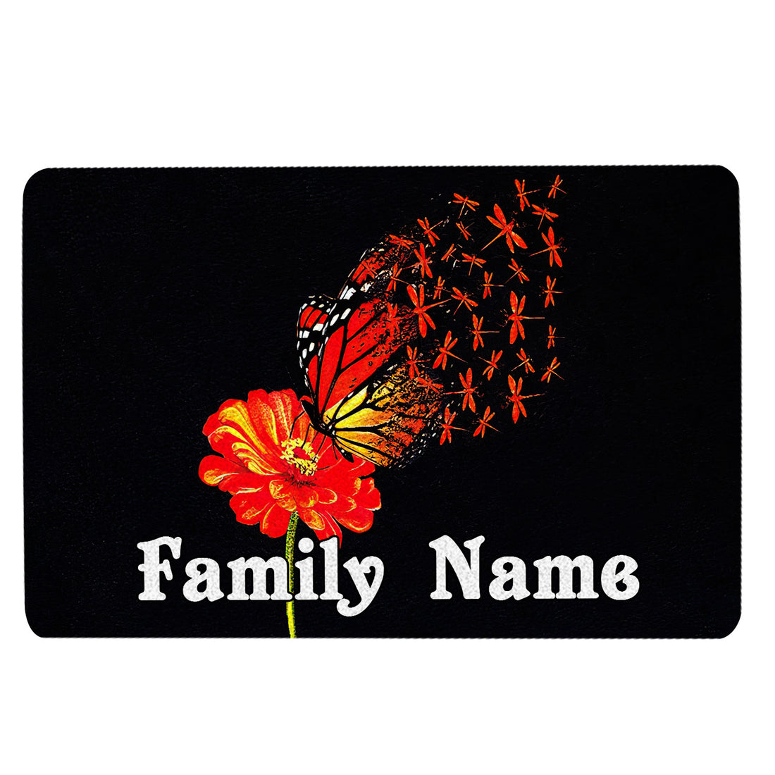 Ohaprints-Doormat-Outdoor-Indoor-Dragonfly-Flower-Housewarming-Gift-Custom-Personalized-Name-Rubber-Door-Mat-1573-18'' x 30''