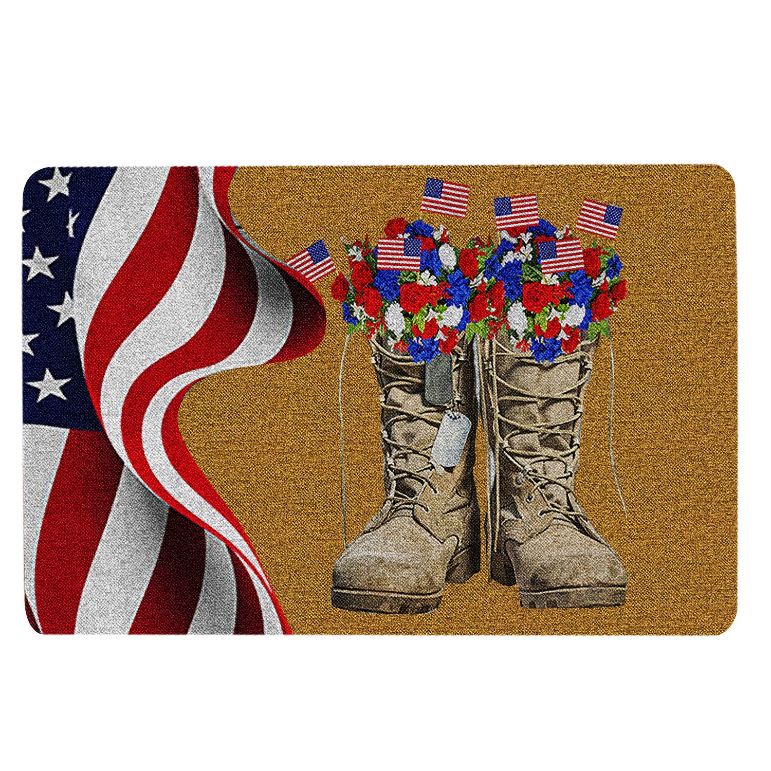 Ohaprints-Doormat-Outdoor-Indoor-Veteran-Soldier-Boots-Flower-Gift-Military-Army-American-Us-Rubber-Door-Mat-1575-18'' x 30''