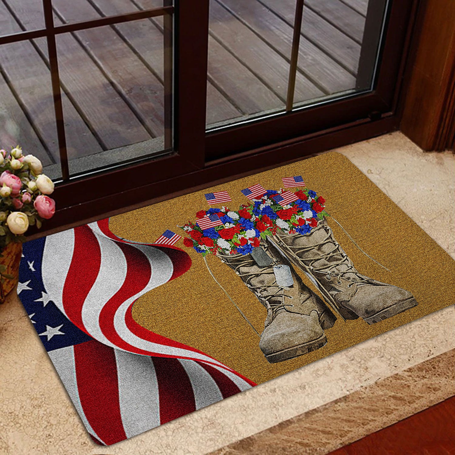 Ohaprints-Doormat-Outdoor-Indoor-Veteran-Soldier-Boots-Flower-Gift-Military-Army-American-Us-Rubber-Door-Mat-1575-