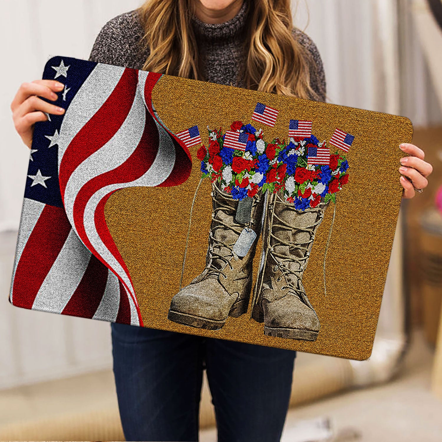 Ohaprints-Doormat-Outdoor-Indoor-Veteran-Soldier-Boots-Flower-Gift-Military-Army-American-Us-Rubber-Door-Mat-1575-