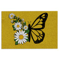 Ohaprints-Doormat-Outdoor-Indoor-Butterflies-White-Daisy-Butterfly-Flower-Floral-Light-Brown-Rubber-Door-Mat-642-18'' x 30''