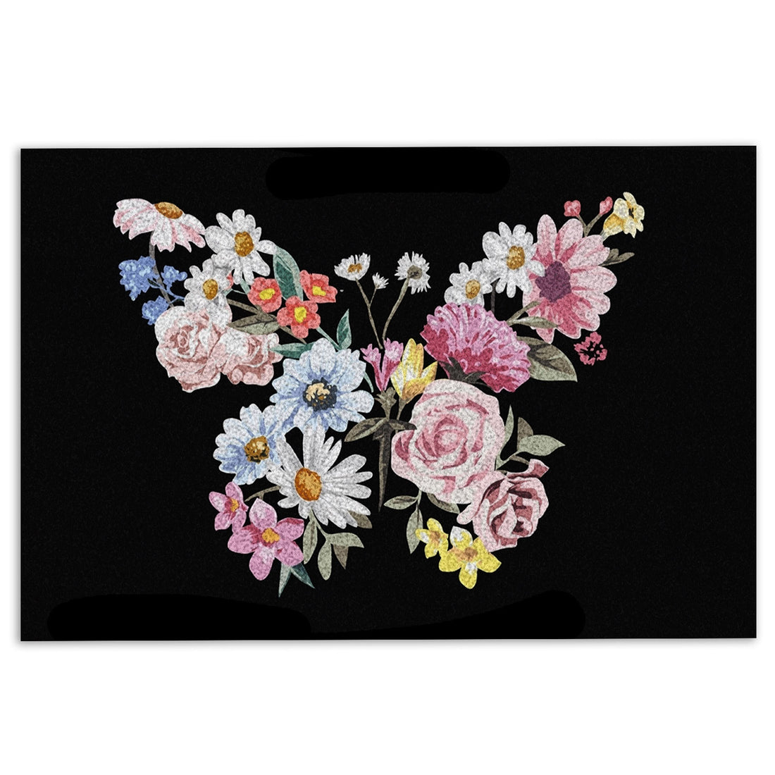 Ohaprints-Doormat-Outdoor-Indoor-Butterfly-Colorful-Spring-Flower-Butterflies-Flower-Floral-Black-Rubber-Door-Mat-643-18'' x 30''