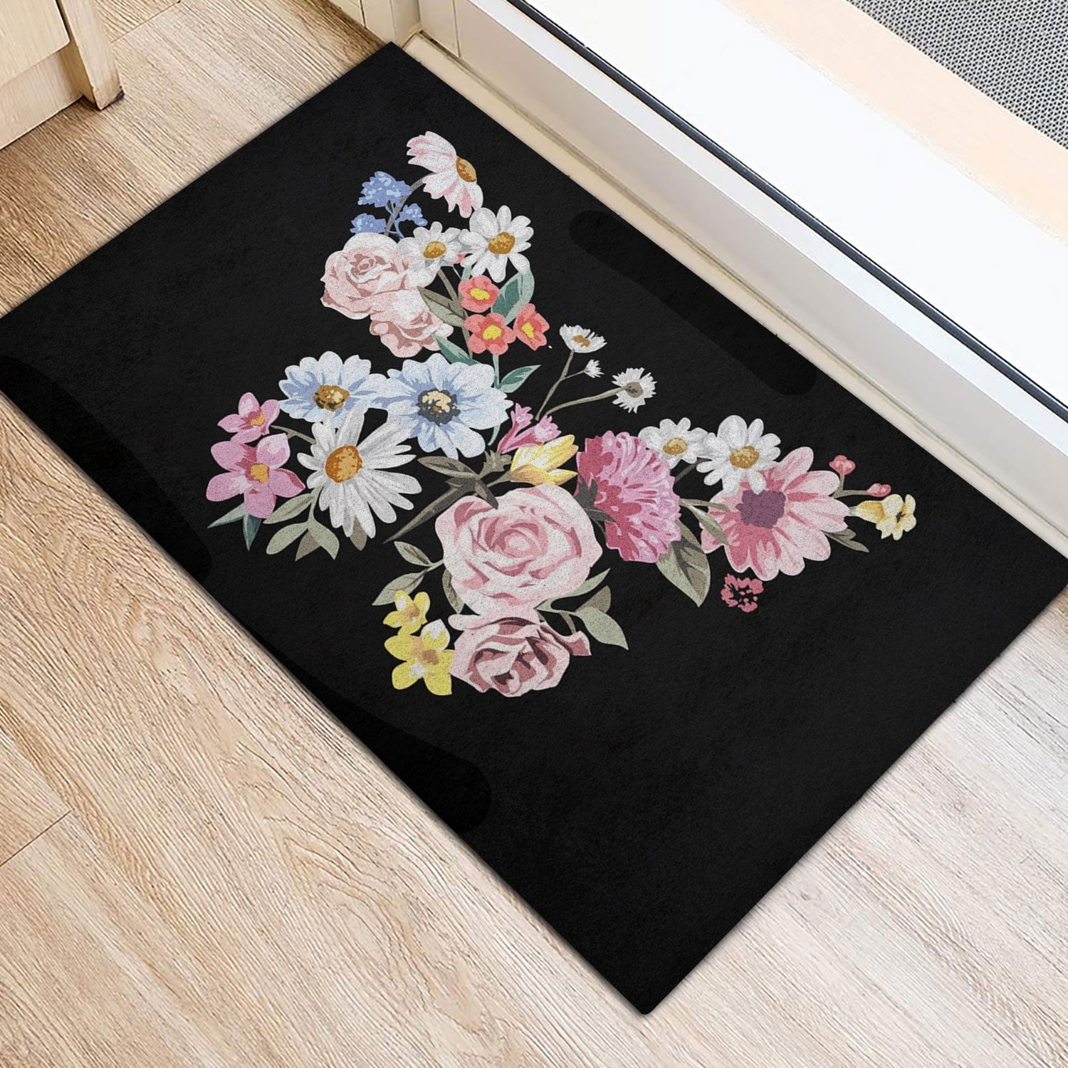 antcreptson Butterfly Colorful Monarch Butterflies Shades Welcome Outdoor Door Mat, Indoor Entrance Non-Slip Doormats, Outside Patio PVC Rug Pad