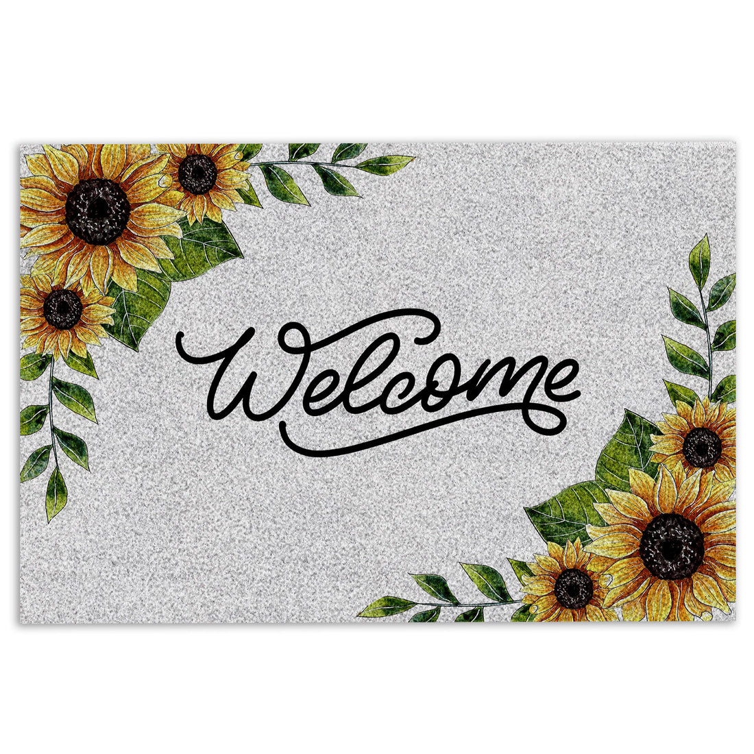 Ohaprints-Doormat-Outdoor-Indoor-Sunflower-Garden-Flower-Welcome-Floral-Grey-Housewarming-Rubber-Door-Mat-646-18'' x 30''