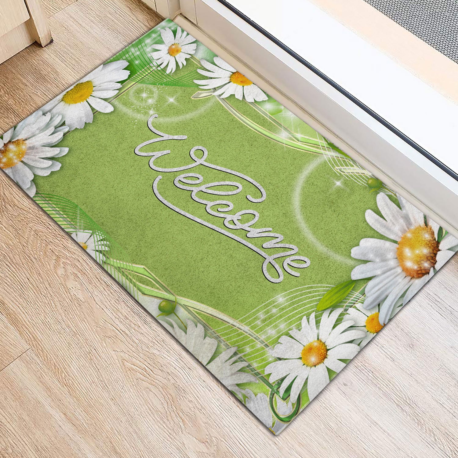 Ohaprints-Doormat-Outdoor-Indoor-Daisy-Garden-Flower-Welcome-Floral-Green-Housewarming-Rubber-Door-Mat-647-