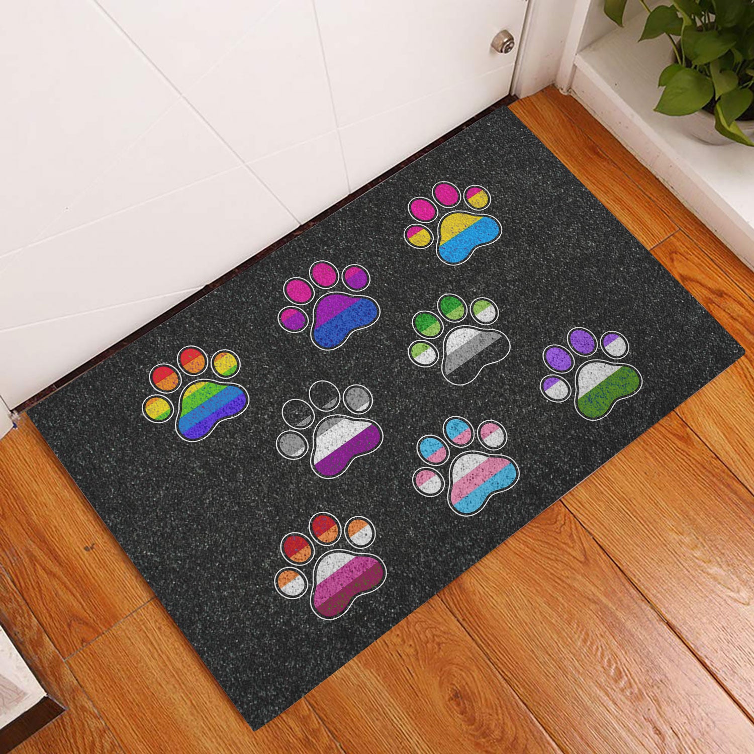 Ohaprints-Doormat-Outdoor-Indoor-Lgbt-Lgbtq-All-Are-Welcome-Here-Dog-Cat-Paw-Rainbow-Pride-Month-Rubber-Door-Mat-674-