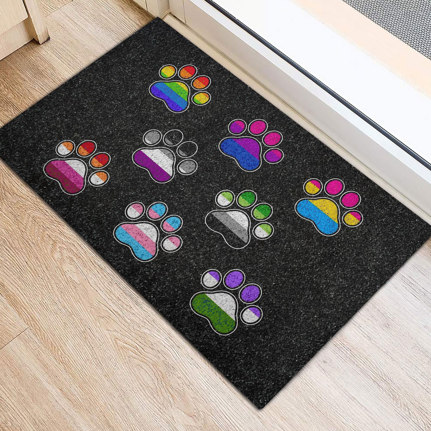 Ohaprints-Doormat-Outdoor-Indoor-Lgbt-Lgbtq-All-Are-Welcome-Here-Dog-Cat-Paw-Rainbow-Pride-Month-Rubber-Door-Mat-674-