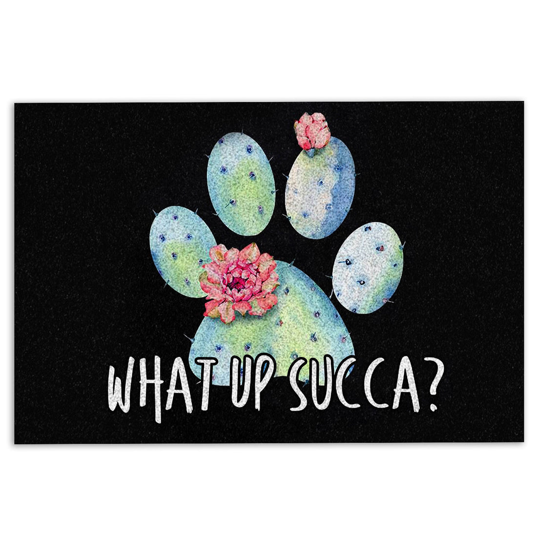 Ohaprints-Doormat-Outdoor-Indoor-Funny-Dog-Paw-Cactus-Succulent-Plant-What-Up-Succa-Rubber-Door-Mat-676-18'' x 30''