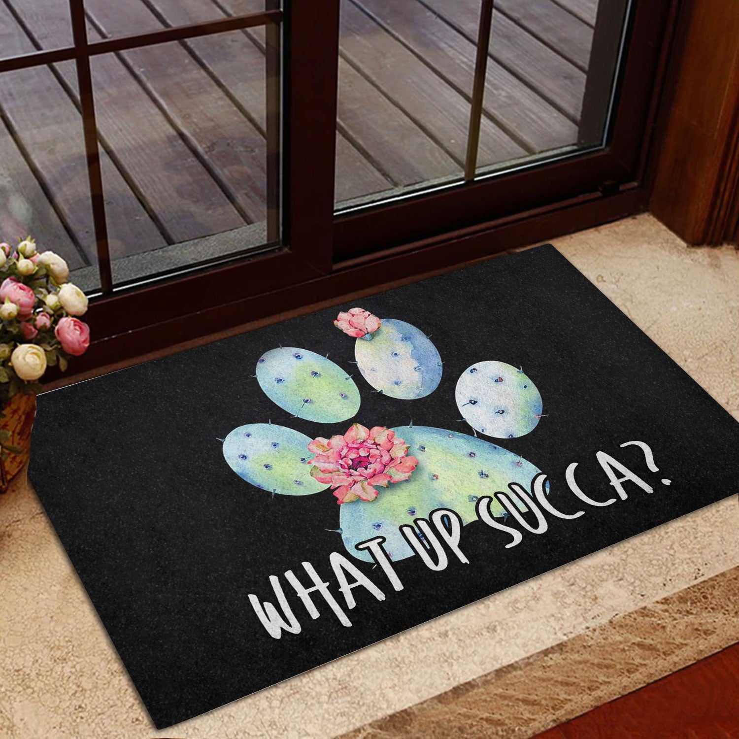 Ohaprints-Doormat-Outdoor-Indoor-Funny-Dog-Paw-Cactus-Succulent-Plant-What-Up-Succa-Rubber-Door-Mat-676-