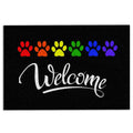 Ohaprints-Doormat-Outdoor-Indoor-Lgbt-Lgbtq-All-Are-Welcome-Here-Dog-Cat-Paw-Rainbow-Pride-Love-Rubber-Door-Mat-677-18'' x 30''