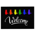 Ohaprints-Doormat-Outdoor-Indoor-Lgbt-Lgbtq-All-Are-Welcome-Here-Cat-Rainbow-Pride-Love-Is-Love-Rubber-Door-Mat-678-18'' x 30''