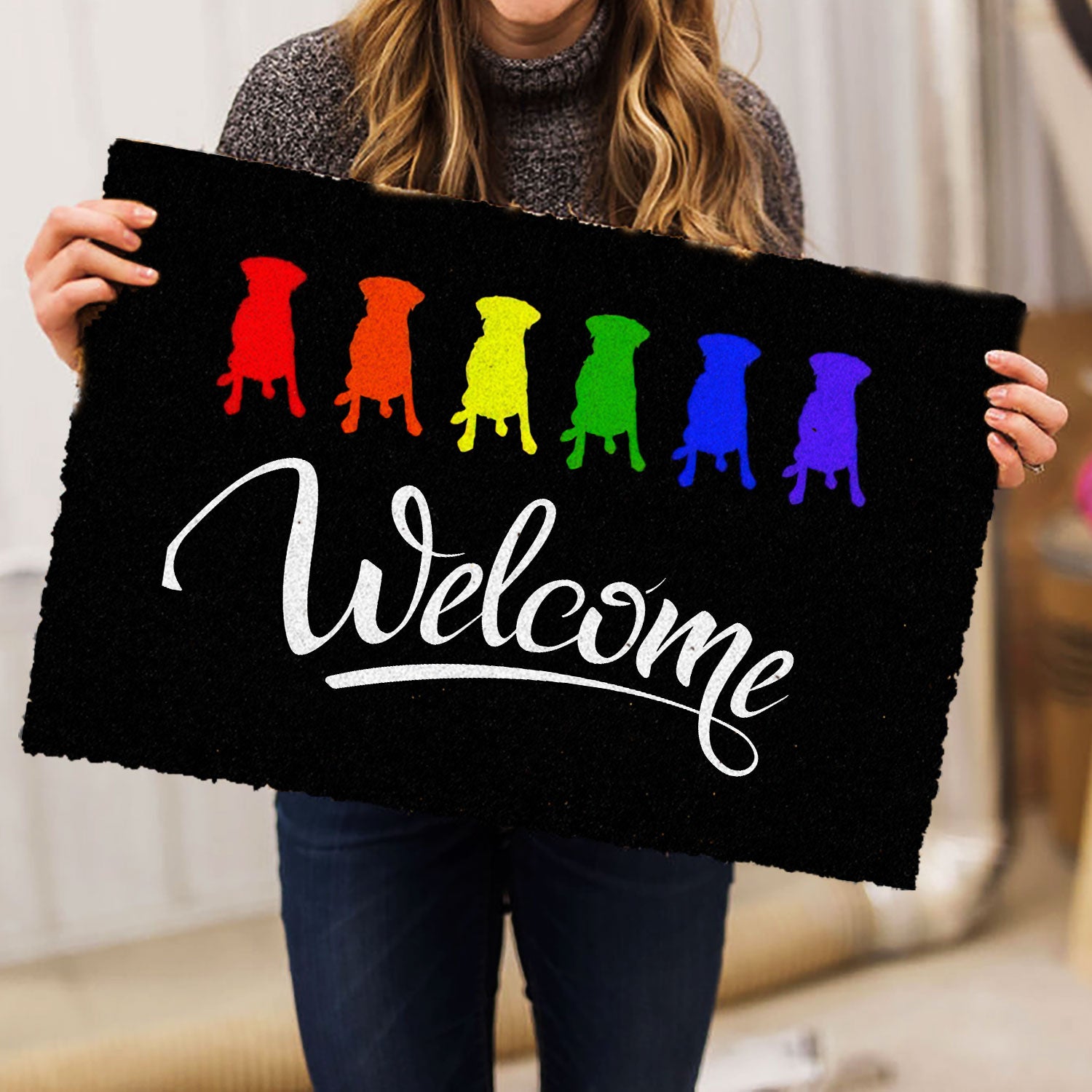 Ohaprints-Doormat-Outdoor-Indoor-Lgbt-Lgbtq-All-Are-Welcome-Here-Dog-Rainbow-Pride-Love-Is-Love-Rubber-Door-Mat-679-