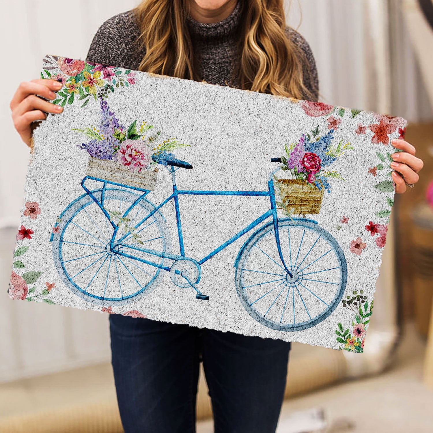 Ohaprints-Doormat-Outdoor-Indoor-Blue-Bike-Bicycle-With-Flowers-Welcome-Floral-Grey-Rubber-Door-Mat-681-