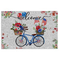 Ohaprints-Doormat-Outdoor-Indoor-American-Us-Flag-Patriotic-Bike-Bicycle-With-Flowers-Floral-Grey-Rubber-Door-Mat-689-18'' x 30''