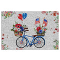 Ohaprints-Doormat-Outdoor-Indoor-American-Us-Flag-Patriotic-Bicycle-Bike-With-Flowers-Floral-Grey-Rubber-Door-Mat-690-18'' x 30''