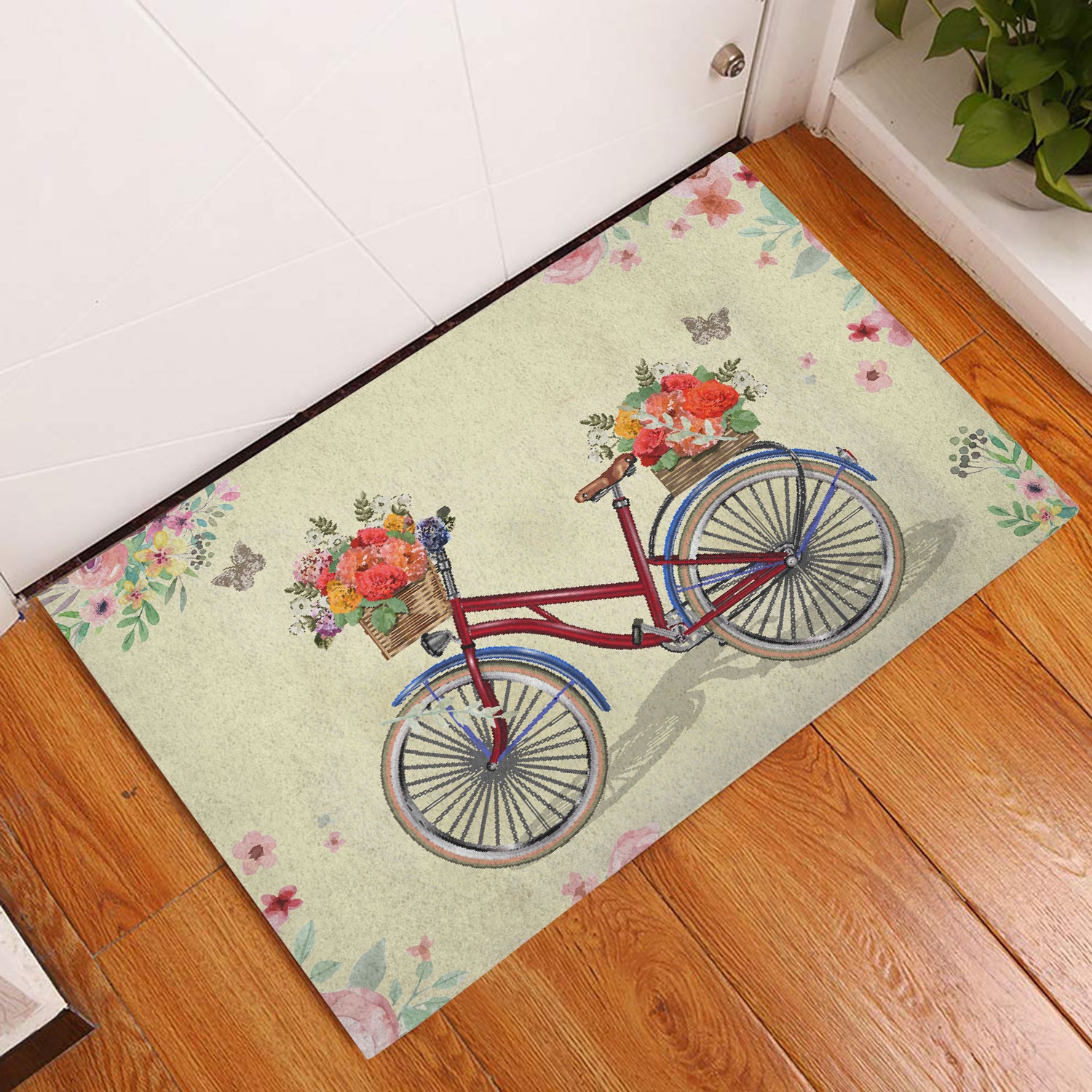 Ohaprints-Doormat-Outdoor-Indoor-Red-Bike-Bicycle-With-Flowers-Welcome-Floral-Grey-Rubber-Door-Mat-691-