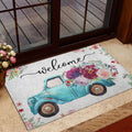 Ohaprints-Doormat-Outdoor-Indoor-Welcome-Blue-Truck-With-Flowers-Floral-Farm-House-Grey-Rubber-Door-Mat-693-