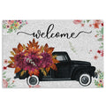 Ohaprints-Doormat-Outdoor-Indoor-Welcome-Black-Truck-With-Flowers-Floral-Farm-House-Grey-Rubber-Door-Mat-697-18'' x 30''