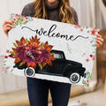 Ohaprints-Doormat-Outdoor-Indoor-Welcome-Black-Truck-With-Flowers-Floral-Farm-House-Grey-Rubber-Door-Mat-697-