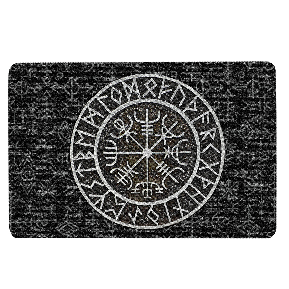 Ohaprints-Doormat-Outdoor-Indoor-Viking-Celtic-Compass-Vegvisir-Circle-Norse-Runes-Black-Rubber-Door-Mat-1646-18'' x 30''