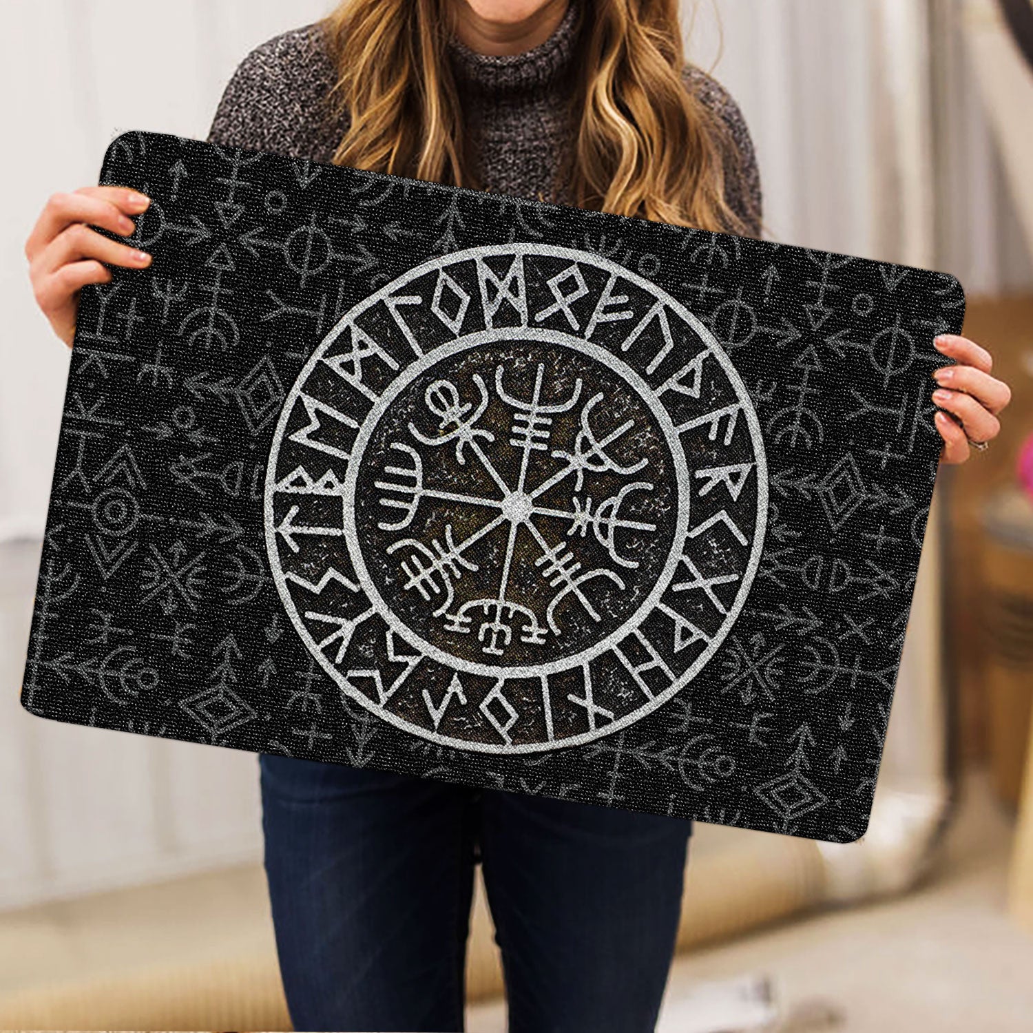 Ohaprints Doormat Outdoor Indoor Viking Celtic Compass Vegvisir