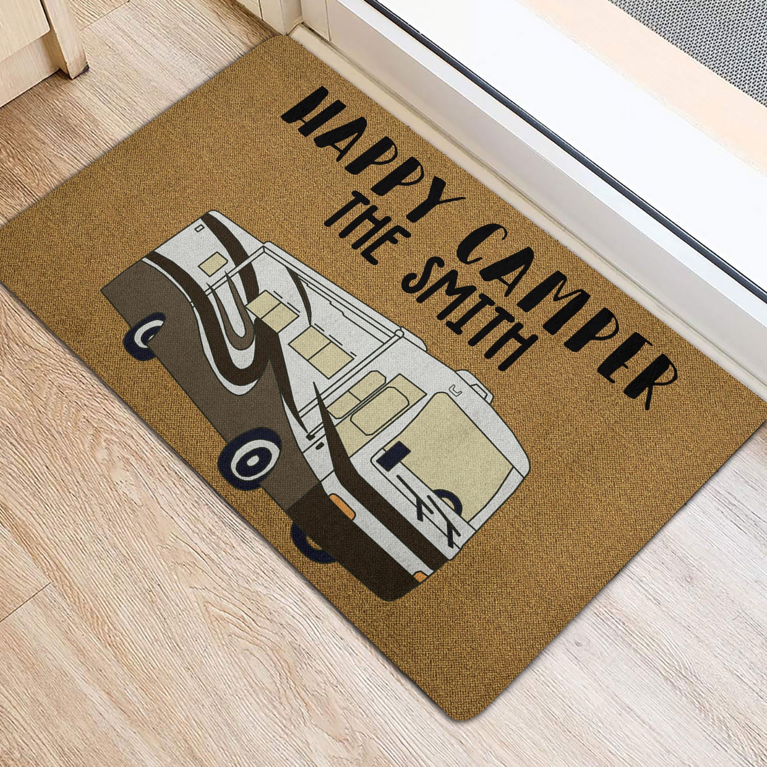 Ohaprints-Doormat-Outdoor-Indoor-Camping-Lover-Gift-Happy-Camper-Brown-Custom-Personalized-Name-Rubber-Door-Mat-1656-